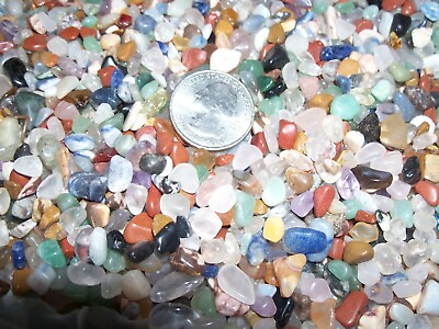 #ad 1 4 lb pound of tumbled polished crystal gemstones. 350 to 400 per 1 4 lb lot .