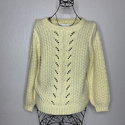 #ad Lucky Brand Yellow Knitted Sweater Womems size M NWTS MSRP $69.50