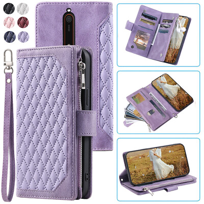 #ad #ad Luxury Rhombic Leather Wallet Case Zipper Flip Card Phone Case For Nokia 6.1