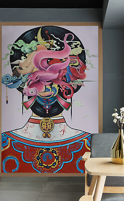 #ad 3D Woman Fish Bun ZHUA1260 Wallpaper Wall Murals Removable Self adhesive Amy