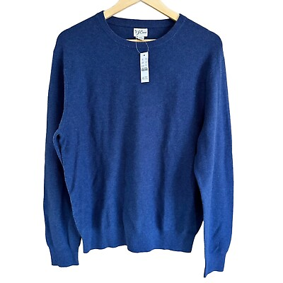 #ad NWT Knit for J.Crew Crewneck Sweater Mens Size Medium Blue Cotton Pullover