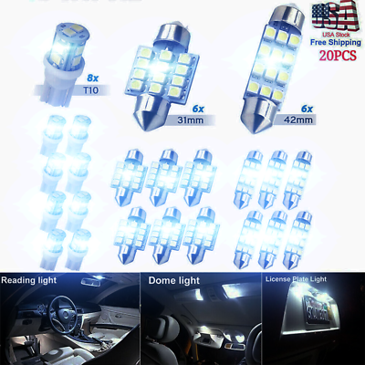 #ad 6500K LED Interior Lights Bulbs Kit Car Trunk Dome License Plate Lamps 20pcs NEW