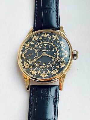 Vintage 1935` New Cased Engraved 14K Gold Plated 43mm Swiss Men`s movement Watch