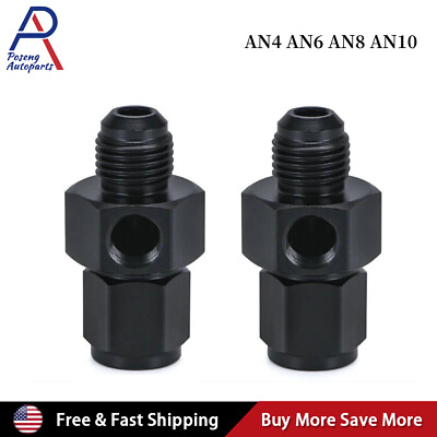 #ad 2PCS Male to Female Fitting with 1 8quot; NPT Gauge Sensor Side Port Adapter AN 4 10