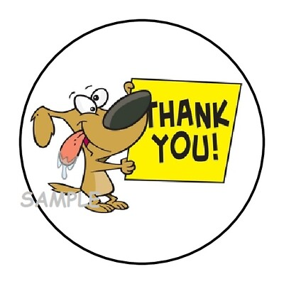 #ad 30 CUTE THANK YOU DOG ENVELOPE SEALS LABELS STICKERS 1.5quot; ROUND