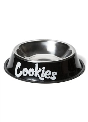 Stainless steel amp; Black COOKIES SF Dog Cat Pet Water Food Bowls Brand New 