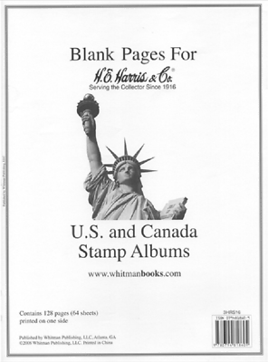 #ad HE Harris Blank Pages US amp; Canada 64 One Sided Sheets For 3 Ring 2 Post Binder