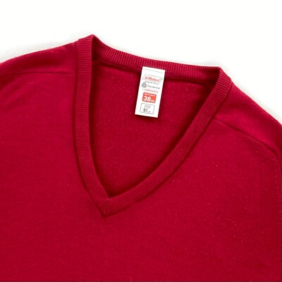 St Michael Men#x27;s 100% Wool V neck Sweatshirt Burgundy Red • Size 38