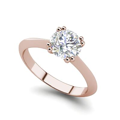 #ad Double Prong 0.5 Carat SI1 F Round Cut Diamond Engagement Ring Rose Gold Treated