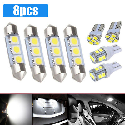 #ad 8x Car Interior LED Light For Dome Map License Plate Bulb Lamp Kit Accessories