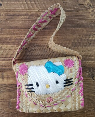 #ad #ad HELLO KITTY Embroidered Straw Purse
