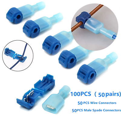 #ad 100X Car Quick Splice Lock Wire Terminals Connectors Electrical Crimp Cable Snap