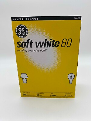#ad NOS GE Soft White 60w 4 Pack A19 Light Bulbs