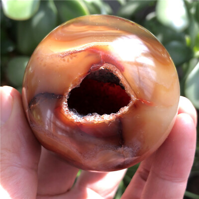 Natural red agate stones the crystal miarolitic agate ball 258g #23