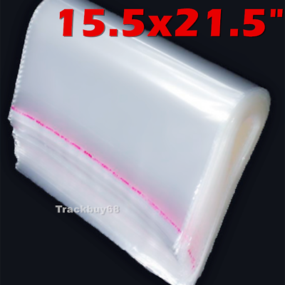 15.5X21.5 Large Reclosable Clear Lip Tape Bags Plastic Opp Poly Cello Resealable