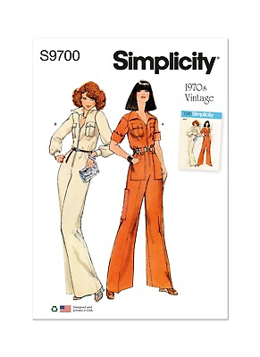 S9700 Simplicity 9700 SEWING PATTERN Vintage 1970s Flared Leg Jumpsuit Size 8 16
