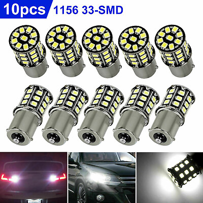 10x Super Bright White 1156 RV Trailer 33 SMD Car LED 1141 Interior Light Bulbs
