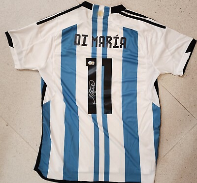 2022 World Cup Argentina Angel Di Maria Signed Soccer Jersey Beckett