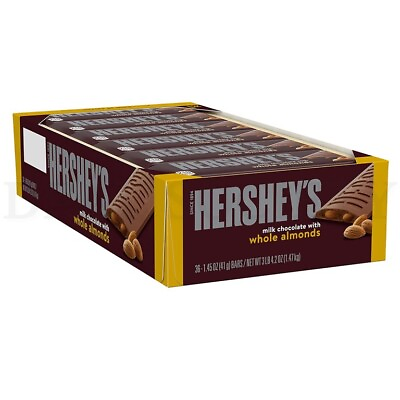 #ad 36 Count HERSHEY#x27;S Milk Chocolate with Whole Almonds Candy Bars 1.45 oz