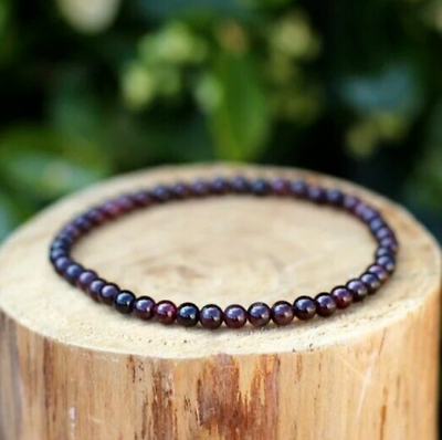 Natural Garnet Handmade 5mm Round Bead Healing Reiki Balance Women Bracelet Gift