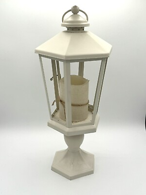 #ad Luminara WINDSOR Lantern with pedestal Flameless candle Incl 17quot; Missing Glass
