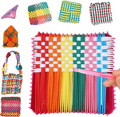 #ad BUILPLAY Weaving Loom for Kids Makes 7 Potholders 288 Loops in 8 Colors Craft