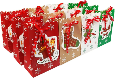 12pcs Christmas Gift Boxes Small Christmas Bags4 Premium Designssorted A