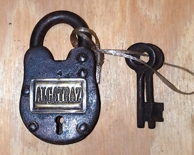 #ad #ad Alcatraz Prison Working Cast Iron Lock With 2 Keys Rusty Antique Finish