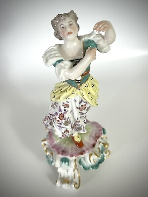 #ad Antique Crown Derby Porcelain Figurine Dancer Dancing Girl Child Hand Painted