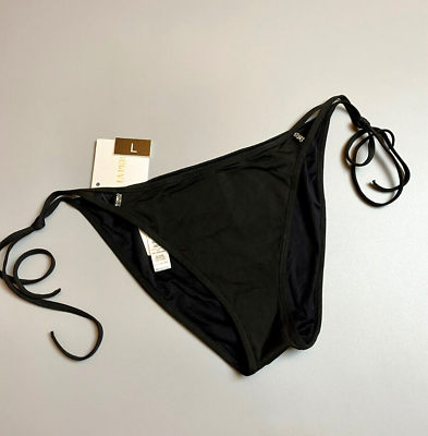 #ad La Perla Italy womens swim bottom string bikini black swarovski L it46 us10 uk14