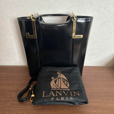 #ad LANVIN ladies#x27; bag black Handbag Used From Japan