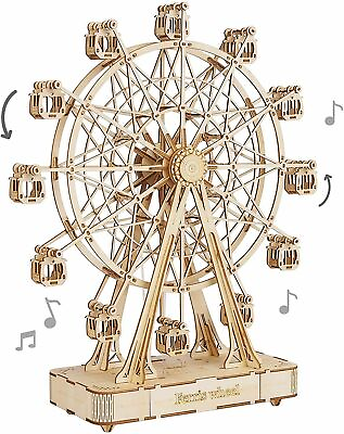 #ad ROKR 3D Wooden Puzzles Ferris Wheel Music Box Model to Build Building Kit