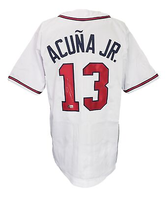 #ad Ronald Acuna Jr Signed Custom White Pro Style Baseball Jersey BAS ITP