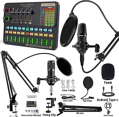 #ad Complete Home Studio Recording Kit Mixer Condenser Microphone for Music Podcast