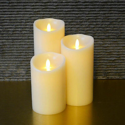 Luminara Flameless Pillar Moving Wick Candles Ivory Vanilla Scented for Wedding