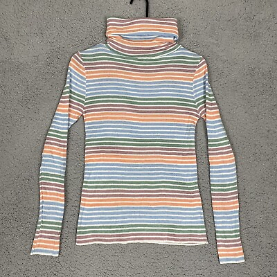 #ad Vintage 70’s Foxmoor Stripes Turtleneck Acrylic Pastel Multicolor Long Sleeve