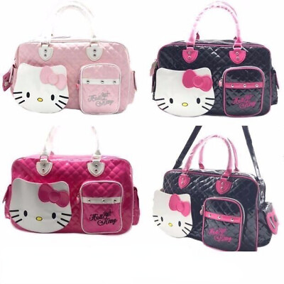 #ad Hello Kitty Sanrio PVC Shiny Stitched Bow Handbag Cute Kitty Duffle Bag Suitcase