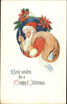 #ad Christmas Santa Claus Gifts Fall From Tear in Sack #52 c1915 Postcard