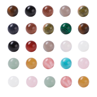 #ad 100pcs Assorted Gemstone Stone Beads Round No Hole Undrilled Smooth Beads 10mm