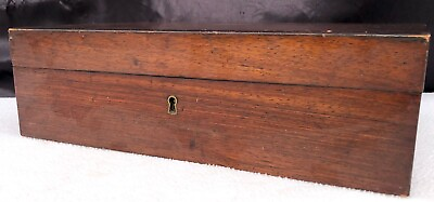 Antique 1800#x27;s Victorian Mahogany Carriage Desk Box Writing Lap English Inkwell