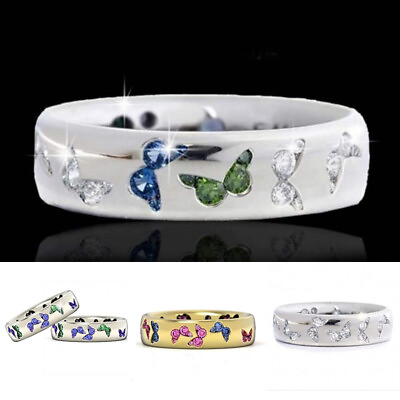 Elegant Rings for Women 925 Silver Butterfly Jewelry Wedding Zircon Ring Gifts