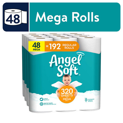 Soft Toilet Paper 48 Mega Rolls 4 Packs of 12 Rolls