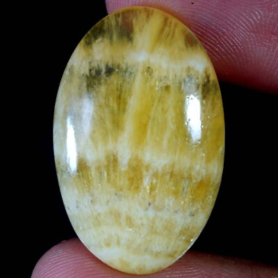 #ad 100% Natural Yellow Lace Agate Oval Cab Loose Gemstones 32.80Cts. 20x 31x 05mm