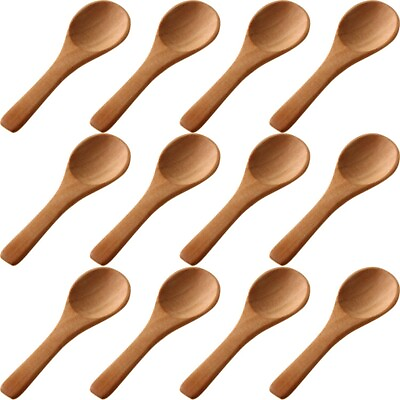 50 Pieces Small Wooden Spoons Mini Nature Spoons Wood Honey Teaspoon Cooking Con