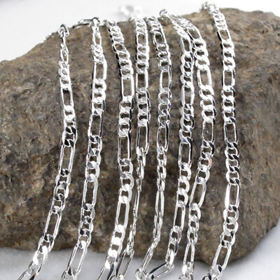 #ad Bulk 20pcs Silver Plated Figaro Chain Necklace 16 30 inch Jewelry for Pendant