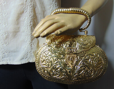 #ad Handmade Carving Vintage Brass metal purse