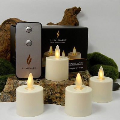 Luminara Real Flame Effect Led Candles Set of 4 Tea Lights 1.44quot; X 1.25quot; Ivory