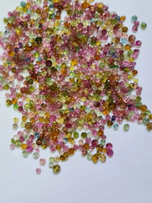 #ad 50 Pcs Natural Tourmaline Loos Faceted Beads Amaizing Multi Colour Tourmaline