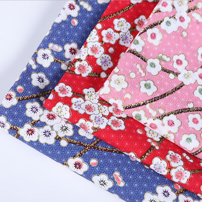 #ad Japanese Fabric Sakura Bronzing Cotton Patchwork Clothing Sewing Decor DIY Craft