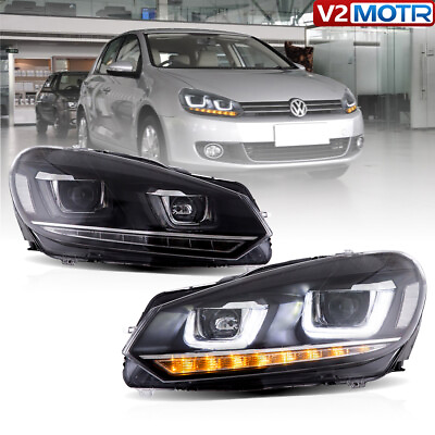 #ad Set VLAND LED Head Lights Assembly For Volkswagen Golf 6 MK6 10 14 w Sequential